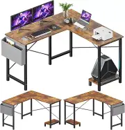 L Shaped Desk - Computer Corner Gaming PC Table with CPU Stand Side Bag for Home