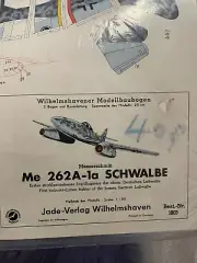 Vtg Paper Model Kit Plane Me 262A-1a Schwable Jade-Verlog Wilhelmshaven