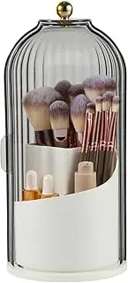 WVacFre Makeup Brush Holder Organizer with Lid,360 Rotating Clear Dust Proof Makeup Brushes Organizer for Vanity Desktop Bathroom Countertop