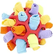 Slow Feeder Pet Toy – Colourful Snuffle Toy – Alleviates Anxiety – Dog Treat Dispenser Lowers Hasty Consumption – Boosts Companionship In Pets & Owners – Smell Sensitive Snuffle Pet Toy- Interactive Play Mat (Red)