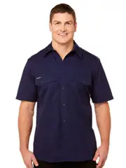 King Gee Work Cool 2 Short Sleeve Navy Shirt