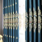 1 Panel Blackout Satin Curtain Embroidery Tulle Drape Window Decor Treatments