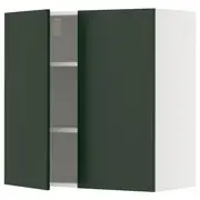 METOD wall cabinet with shelves/2 doors, white/Havstorp deep green, 80x37x80 cm