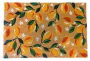 Lemon Branches PVC Backed Coir Doormat - Entry Mat, Welcome Mat, Door mat, Non Slip, Anti Slip, Front Door, Waterproof, Durable