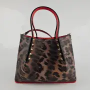 CHRISTIAN LOUBOUTIN Cabarock Mini Leopard Print Leather Tote Bag New