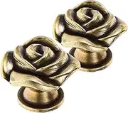 CORHAD 2pcs Vintage Rose Cabinet Knobs Retro Drawer Pulling Handles for Cupboard Dresser and Wardrobe Easy to Install for Home Furniture Decor