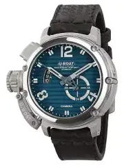 Limited Ed. U-Boat Chimera Blu Automatic Blue Dial Black Leather Mens Watch 9602