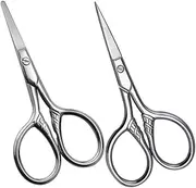 WOFASHPURET 2Pcs Stainless Steel Eyebrow Scissors Compact Grooming Scissors for Eyebrows and Nose Hair Trimming Ergonomic Design for Easy Use Durable and Reliable Tools