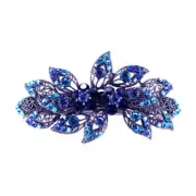 Hand Made Hair Jewelry Large swarovski crystal Bouquet Barrette, Blue Rhinestone