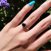 Black Onyx Heart Ring Heart Promise Dainty Ring Trendy Band Ring Valentine Gift