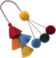 [COLLBATH] Long Tassel Bag Pendant Hand Woven Accessory for Women Stylish Multicolor Hair Ball Charm for Handbags Keys Mobile and Car Decor