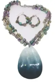 Abalone shell necklace and hoop earrings new