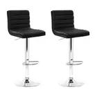 Artiss 2x Leather Bar Stools ARNE Swivel Bar Stool Kitchen Chairs Black Gas Lift