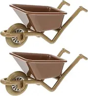 Zerodeko 2PCS Simulation Cart Models, Dollhouse Miniature Barrows, Miniature Wheelbarrow Accessories for Action Figures, Dioramas, Micro- Landscape Decorations
