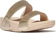 [FitFlop] Women's Lulu Sequin Slides Wedge Sandal, Platino, 7