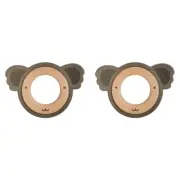 2x Urban Green/Natural 8cm Silicone/Wood Koala Teether Ring Baby/Infant Feeding