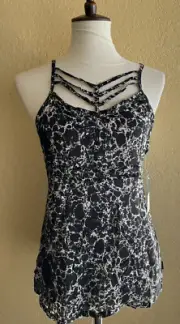 RVCA Women's Cut out Net Younger Days Strappy Tank Top Size Small