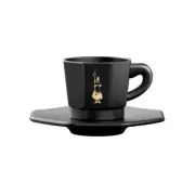 Bialetti octagonal espresso cups set of 4 with saucer porcelain black