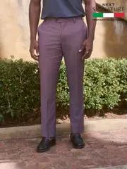 Pink Slim Fit Signature Cerutti 100% Wool Italian Fabric Suit Trousers (E82643) | $227