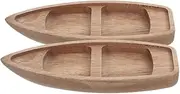 LUOZZY 2pcs Wooden Miniature Canoe Models Handcrafted Nautical Sculpture Micro Landscape Decoration for Home Desk Bookshelf