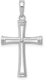 [JewelryWeb] 14ct White Gold Religious Faith Cross Cut out and Tapers In Center 22.9mm long