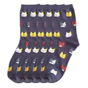 ANYSOX 5 Pairs Grey Cat Size 5-9 Fashion Socks High Quality Office Sports Business Long Socks Cotton Solid Colors Skateboard Knitted Casual 1