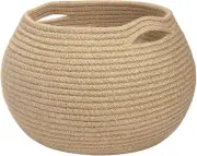 Goodpick Wicker Storage Basket for Living Room, Small Round Woven Jute