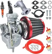 HOOUP PZ20 Carb Carburetor Air filter Kit for 50cc 70cc 90cc 110cc 125cc Tao tao 110B Coolster Apollo Kazuma Baja Chinese Quad Kids ATV Four Wheeler XR70 XR80 CRF70 CRF80F Dirt Pit bike Parts Red