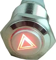 E Support 12V Car Red LED Emergency Hazard Warning Symbol Push Button Metal Switch