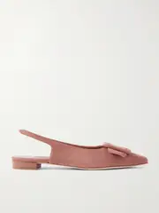 [Manolo Blahnik] Manolo Blahnik - Maylura Buckled Suede Slingback Flats - Pink - IT42 IT 42 Pink