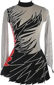 [Zagitova] Figure Skating Dress for Girls Patchwork Long Sleeve Women Competition Dance Outfits with Shiny Rhinestone