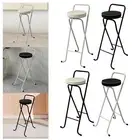 Bar Stool Kitchen Bar Chair PU Cushion Padded Seat Folding Counter Height Stool
