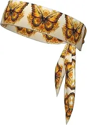 [Ghjkfbf] Sunflower Butterfly Print Sports Headband Sweat Wicking Sweatband for Men Women Running Cycling Yoga Fitness Workout