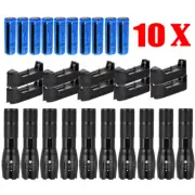 1200000LM LED Flashlight Zoom Focus Military Tactical Torch Lamp+Charger+Battery