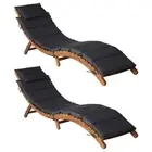 Sun Loungers with Cushions Dark Grey Solid Wood Acacia Patio Sun Bed vidaXL