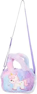 [Ipetboom] Adorable Unicorn Plush Bag Cartoon Unicorn Purse Little Girl Purse Travel Cosmetic Organizer for Kids Crossbody Bag