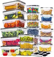 RFAQK 52 Pcs Food Containers with Lids-(26 Clear Plastic Food Storage Containers with 26 Lids) BPA-Free 100% Airtight Kitchen and Pantry Organization, Microwave,Safe with Labels & Marker