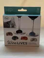 Fred Brand ~ Wine Lives Kitty Cats Wine Glass Markers /Charms ~ Set of 6 ~ NEW