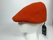 Kangol Mens Flat Cap Cabbie Golf Newsboy Hat LL Cool J Run DMC Orange Wool M Rap