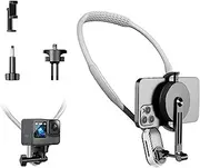 FUNSNAP Magnetic Neck Mount for Go Pro Phone Holder, Quick Release POV Video Vlog Flexible Angle Necklace Holder for GoPro Hero 13 12 11 10 9 Insta360 X3 X4 DJI Action 3 4 5 Pro iPhone Android