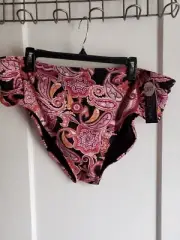 NTW AQUA COUTURE orange black silver print Bikini bottom 2X