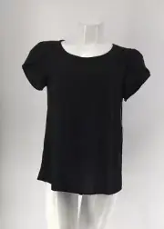 NWT DOWNEAST TOP Short Flutter Sleeve Black Lightweight S