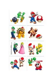 Super Mario Party Supplies TATTOOS SHEET Favour Genuine