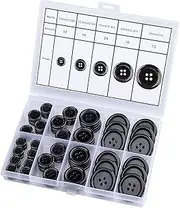 100 Pcs Premium Mixed Resin Sewing Buttons, ONLYWEE Eco-Friendly 4-Hole Craft Buttons, 5 Sizes of Black Buttons Suitable for Sewing, DIY and Holiday Decoration(Black)