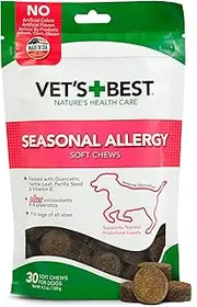 Vet's Best Seasonal Allergy Soft Chew Dog Supplements | Soothes Dogs Skin Irritation Due to Seasonal Allergies | 30 Day Supply
