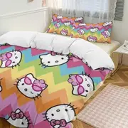 v446 Hello Kitty 3-Piece Twin Bed Set - Includes 1 Single Comforter And 2 Pillowcases Bedding - Fade Resistant Microfiber - Hello Kitty io446