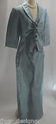 ADRIANNA PAPELL SILK OCCASION FORMAL SKIRT JACKET WEDDING MOB Rosette 8 NWT $230