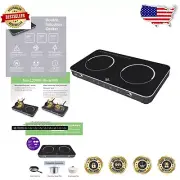 Portable Double Induction Hot Plate, 1800W with 8 Power and Temperature Settings