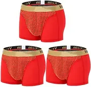 [SXLLZSLC] Men's Underwear Prostate Magnetic Therapy Boxer Briefs Enlargement Physiological Underwear 3-Packs, Red