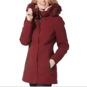 Free Country Dark Red Wine Hooded Sherpa Lined Vanguard Warm Parker Jacket Small